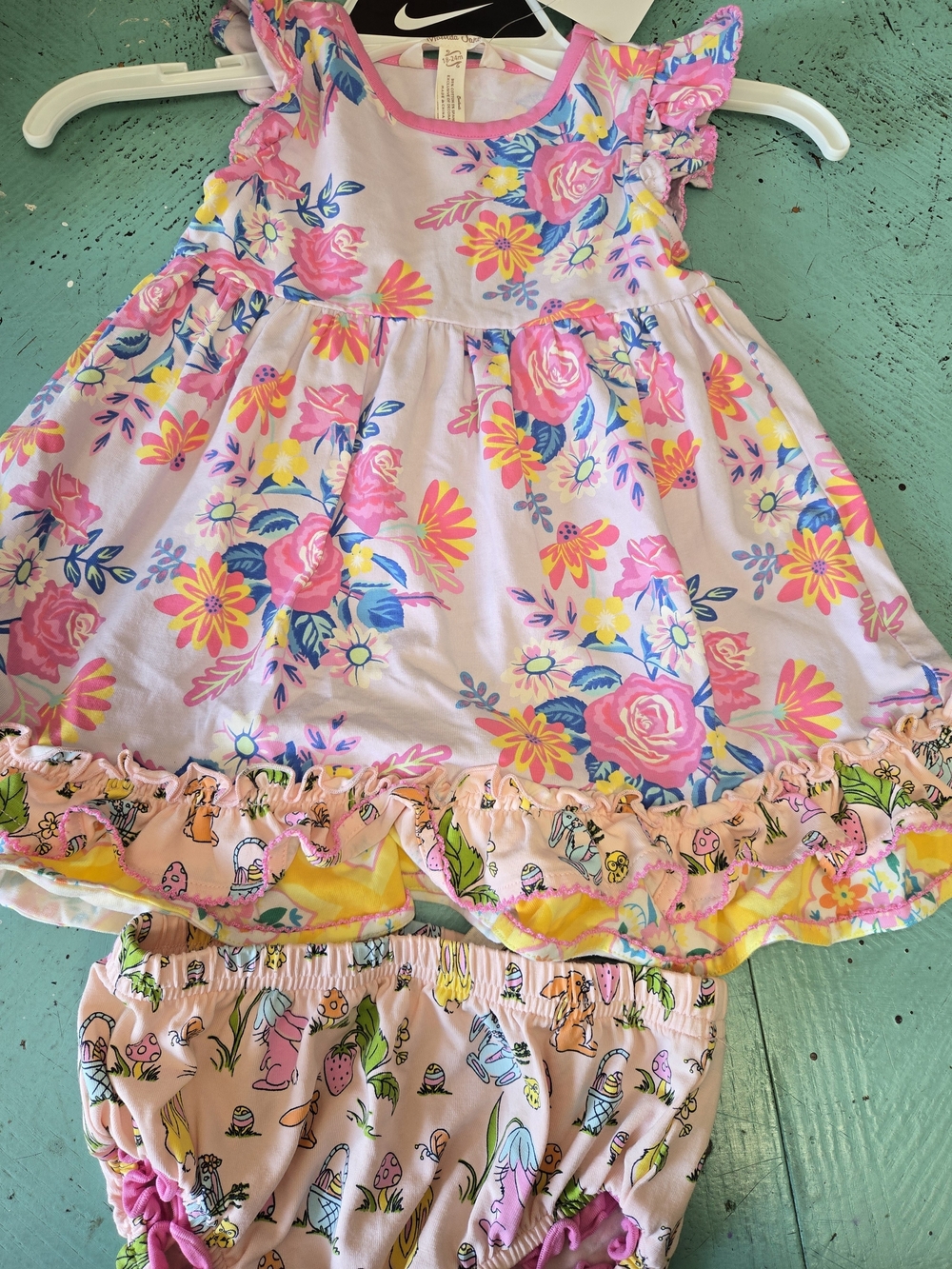 Matilda Jane Pink Floral Ruffle Dress with Bloomers